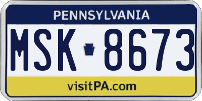PA license plate MSK8673