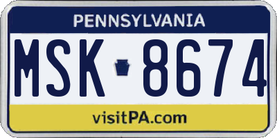 PA license plate MSK8674