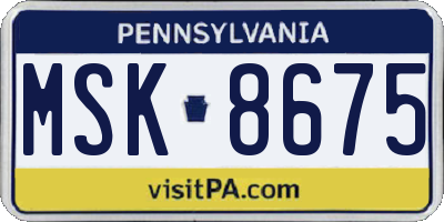 PA license plate MSK8675