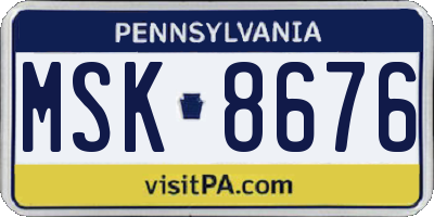 PA license plate MSK8676