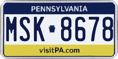 PA license plate MSK8678