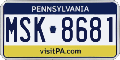 PA license plate MSK8681