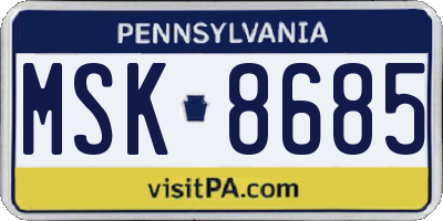 PA license plate MSK8685