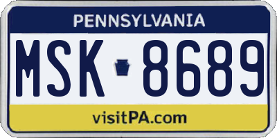 PA license plate MSK8689