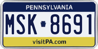 PA license plate MSK8691