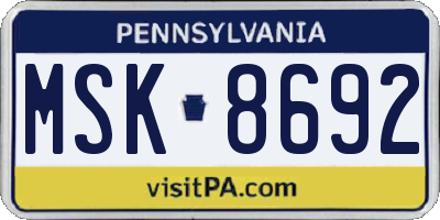 PA license plate MSK8692