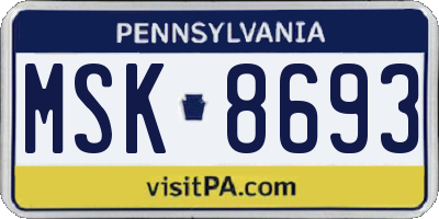 PA license plate MSK8693