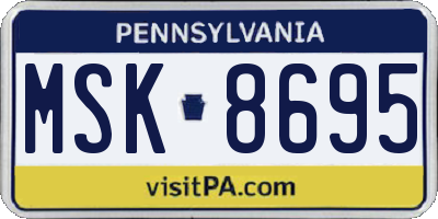 PA license plate MSK8695