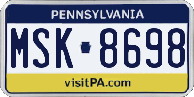 PA license plate MSK8698