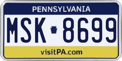 PA license plate MSK8699