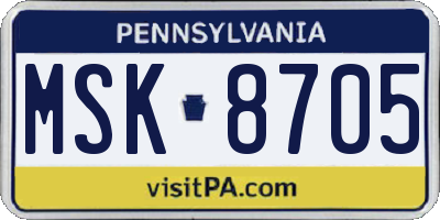 PA license plate MSK8705