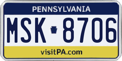 PA license plate MSK8706