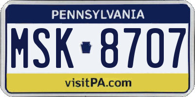 PA license plate MSK8707