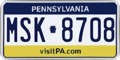 PA license plate MSK8708