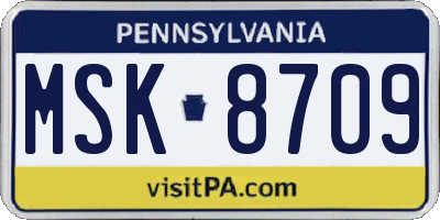 PA license plate MSK8709