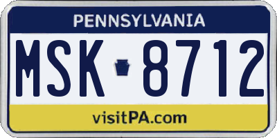 PA license plate MSK8712