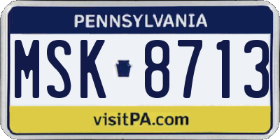 PA license plate MSK8713