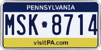 PA license plate MSK8714