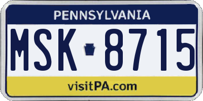 PA license plate MSK8715