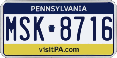 PA license plate MSK8716