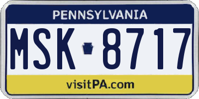 PA license plate MSK8717