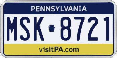 PA license plate MSK8721
