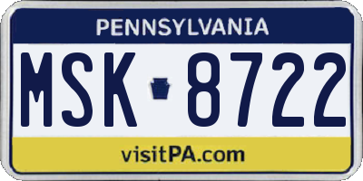 PA license plate MSK8722