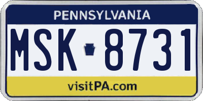 PA license plate MSK8731