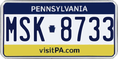 PA license plate MSK8733