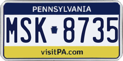 PA license plate MSK8735