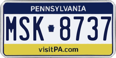 PA license plate MSK8737