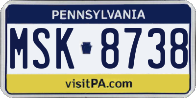 PA license plate MSK8738