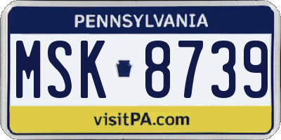 PA license plate MSK8739