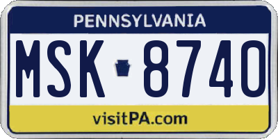 PA license plate MSK8740