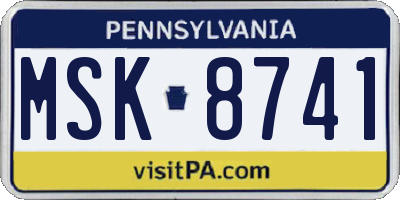 PA license plate MSK8741