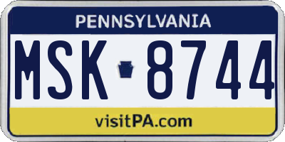 PA license plate MSK8744