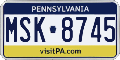 PA license plate MSK8745