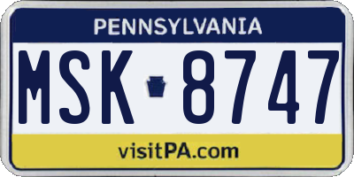 PA license plate MSK8747