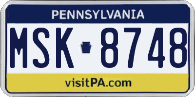 PA license plate MSK8748