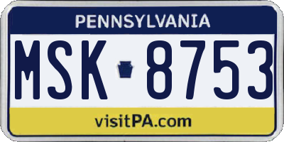 PA license plate MSK8753