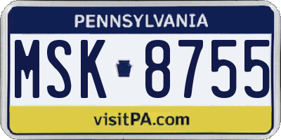 PA license plate MSK8755