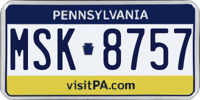 PA license plate MSK8757