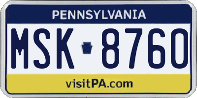 PA license plate MSK8760