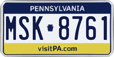 PA license plate MSK8761