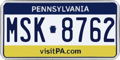 PA license plate MSK8762