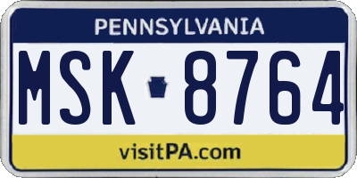 PA license plate MSK8764