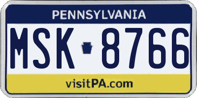 PA license plate MSK8766