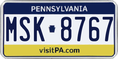PA license plate MSK8767