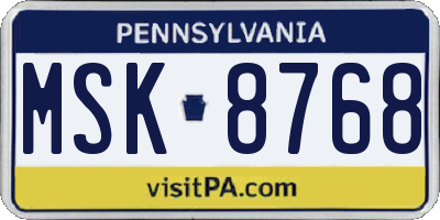 PA license plate MSK8768