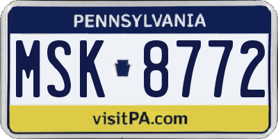 PA license plate MSK8772